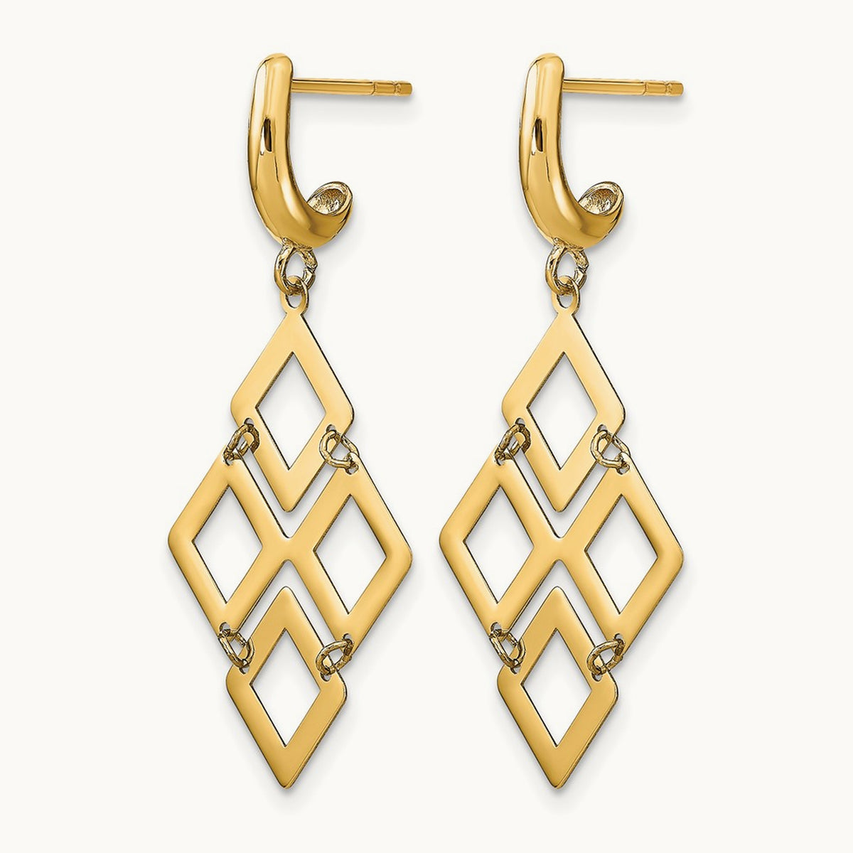 Polished Post Dangle Earrings, 14K — Leslie's