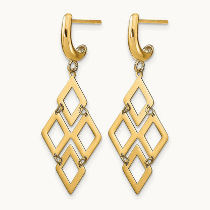 Polished Post Dangle Earrings, 14K — Leslie's