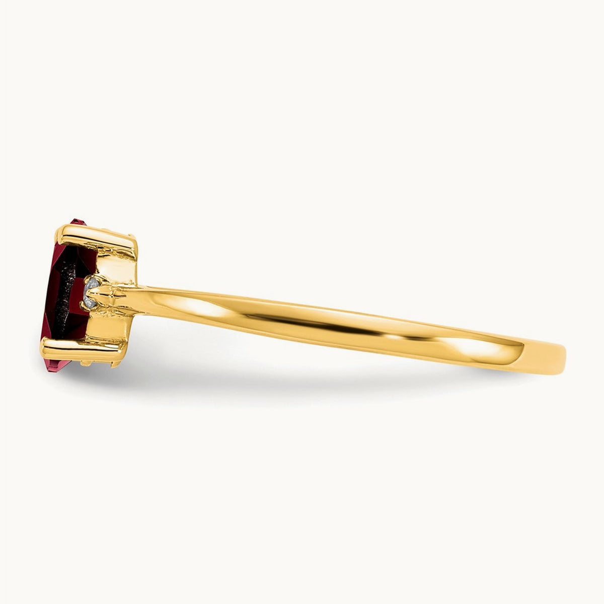 Diamond & Garnet Birthstone Ring — 14K Yellow Gold, 6
