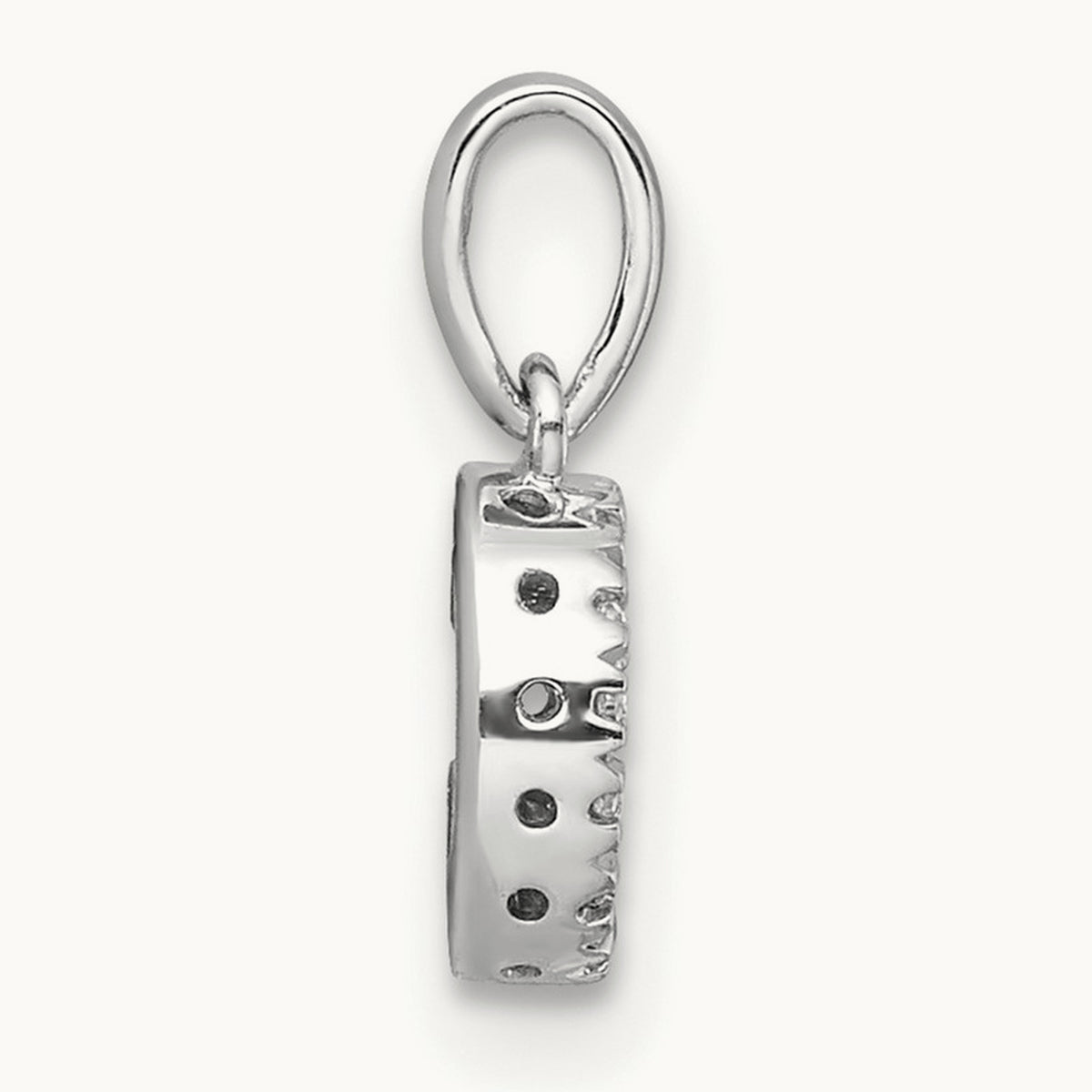Diamond Initial with Bail Pendant — 14K White Gold, C