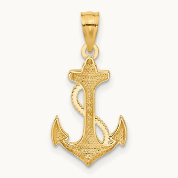 Polished Anchor Pendant — 14K Yellow Gold, 22mm