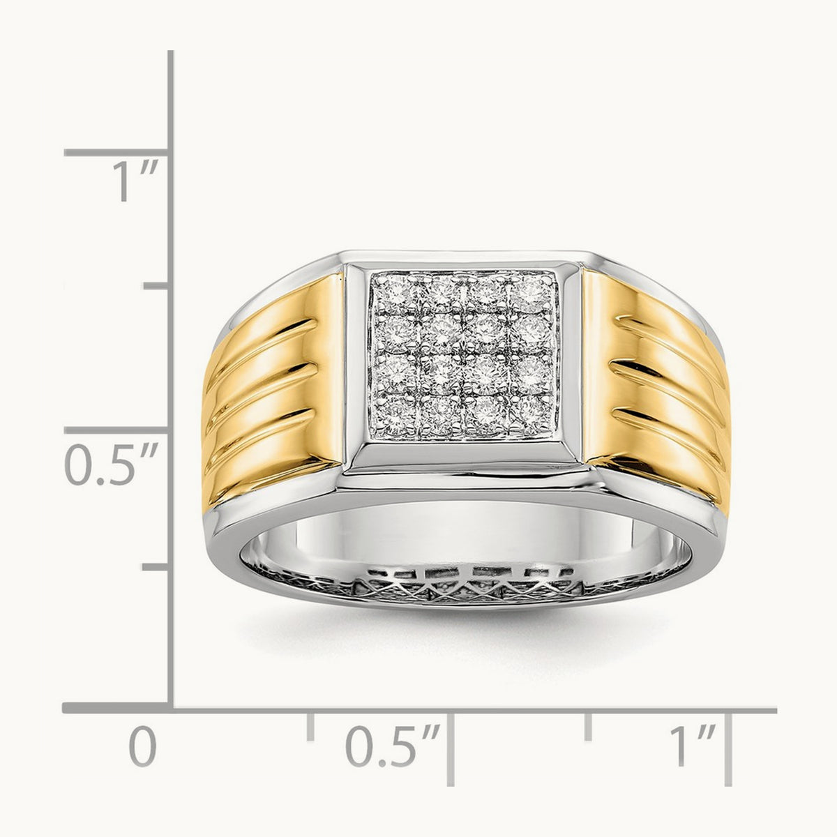 Diamond Square Mens Ring, 14K Two-tone