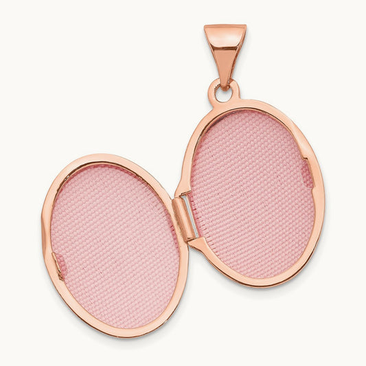 Diamond Oval Locket, 17mm, 14K Rose Gold
