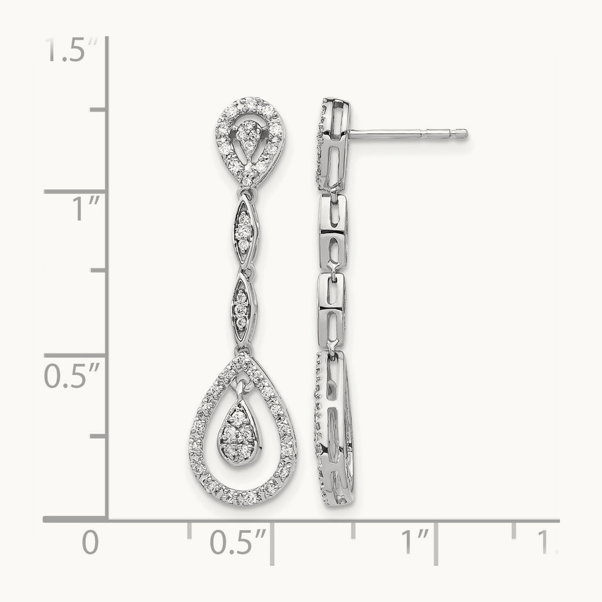 Teardrop Diamond Dangle Earrings — 32mm