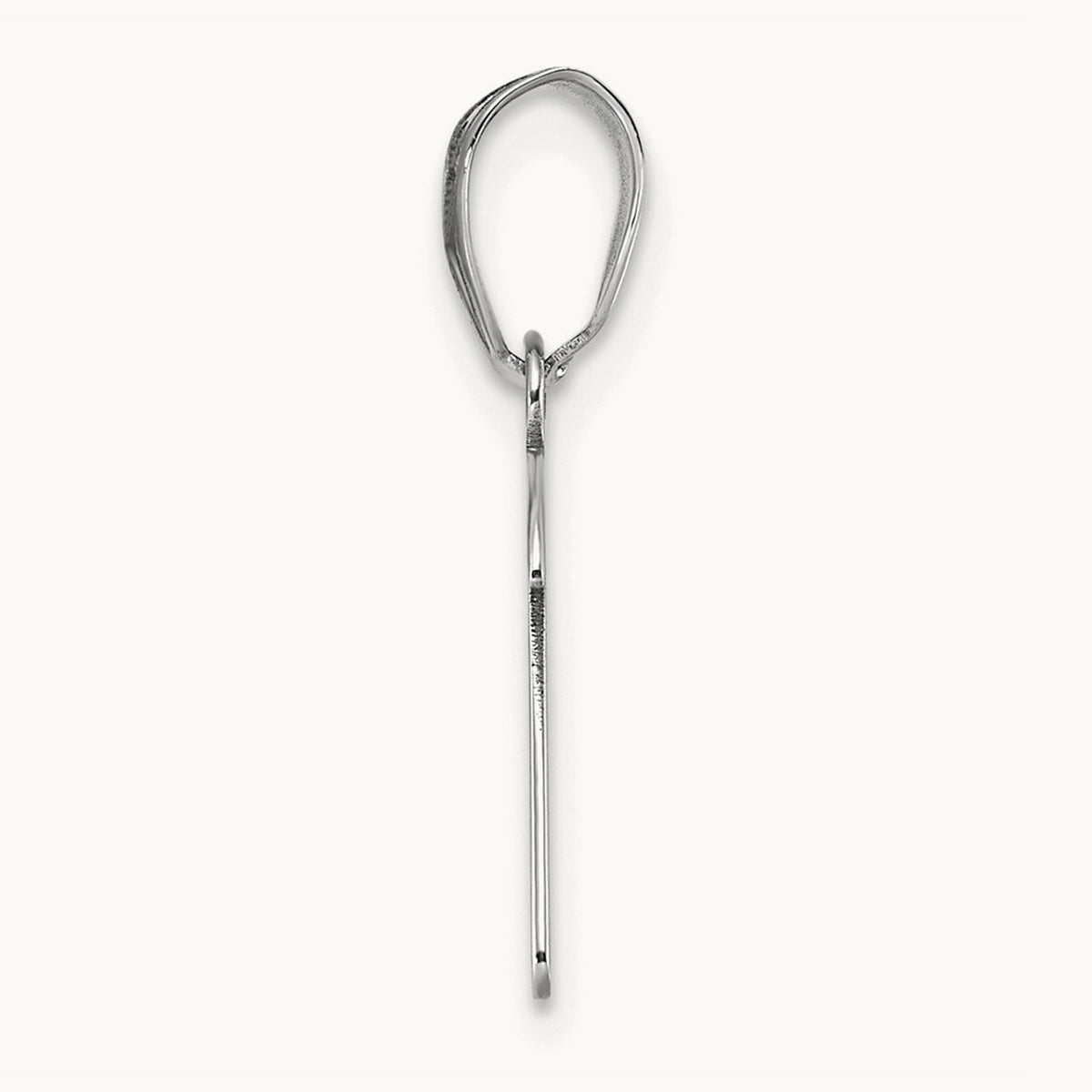 Polished Script Initial Pendant — 14K White Gold, D