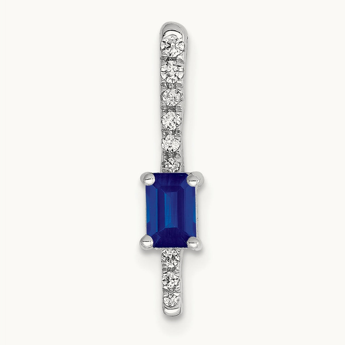 Diamond and .24 Sapphire Fancy Chain Slide, 14K White Gold