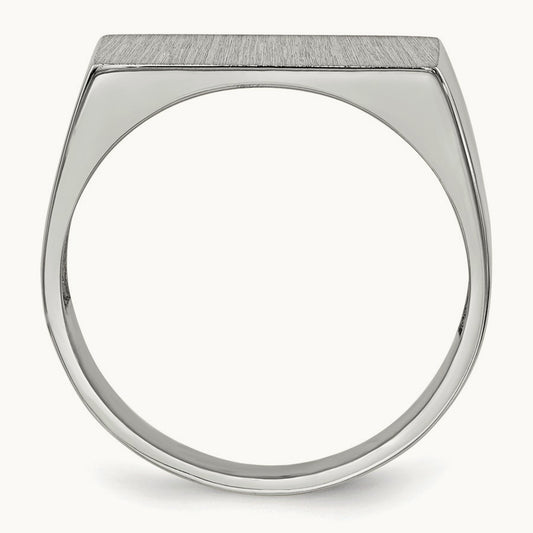 16.5x8. Closed Back Signet Ring, 0mm, 14K White Gold