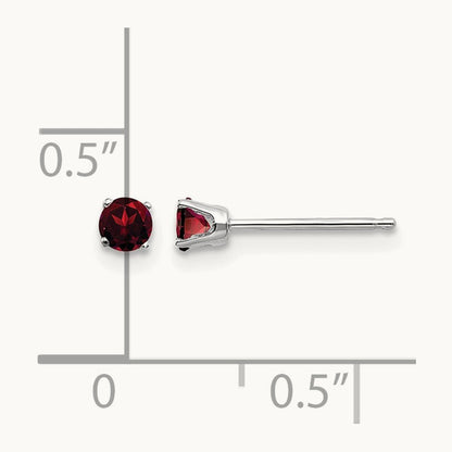 Garnet Stud Earrings — 3mm