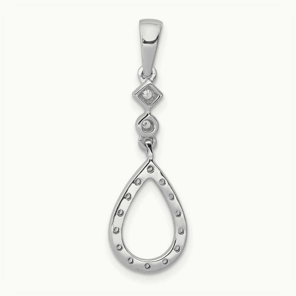 1/8ct. Vintage Teardrop Diamond Pendant, 14K White Gold