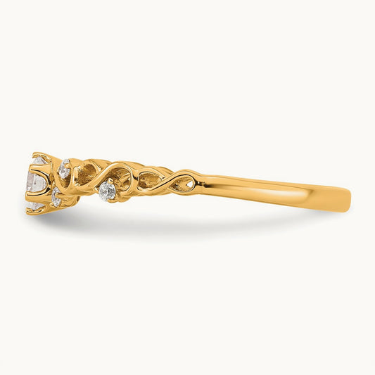 Polished Complete Diamond Infinity Design Promise Ring — 14K Yellow Gold