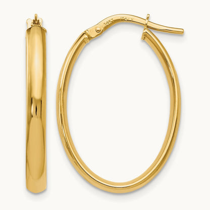 Polished Oval Hoop Earrings, 10K — Leslie's