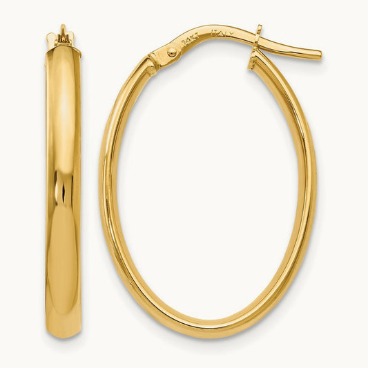Polished Oval Hoop Earrings, 10K — Leslie's
