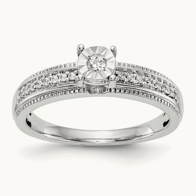 Complete Diamond Trio Engagement Ring, 14K White Gold
