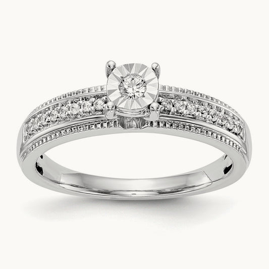 Complete Diamond Trio Engagement Ring, 14K White Gold