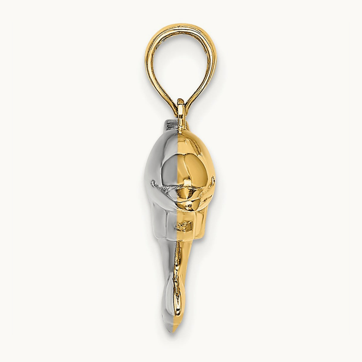 w/Rhodium 3-D Reversible Puffed Dolphin Charm, 14K