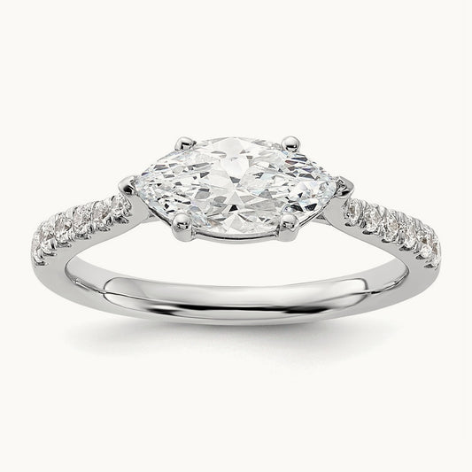 East West 1ct Marquise Semi-Mount Eng. Dia Ring, 14K White Gold
