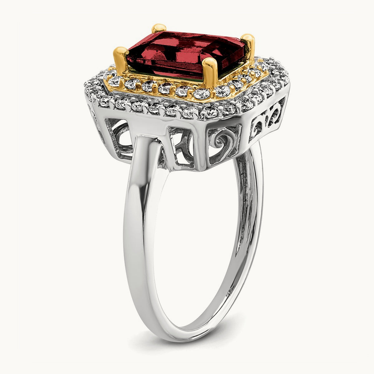 Created Ruby Ring, 0.50 ct tw Lab-Grown Diamond