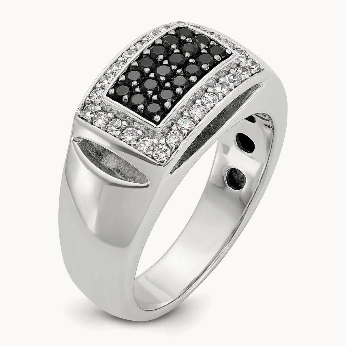 Black Rectangle Cluster Ring, 0.75 ct tw Lab-Grown Diamond