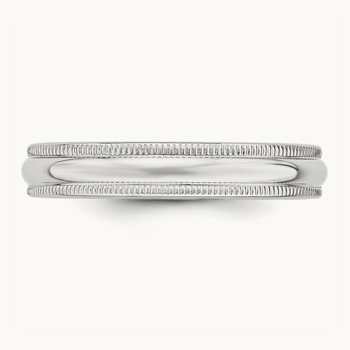 Milgrain Half Round Band, 4mm, 10K White Gold