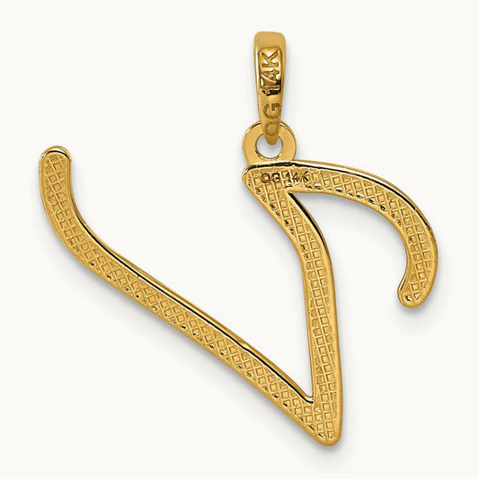 Fancy Letter V, 14K Yellow Gold