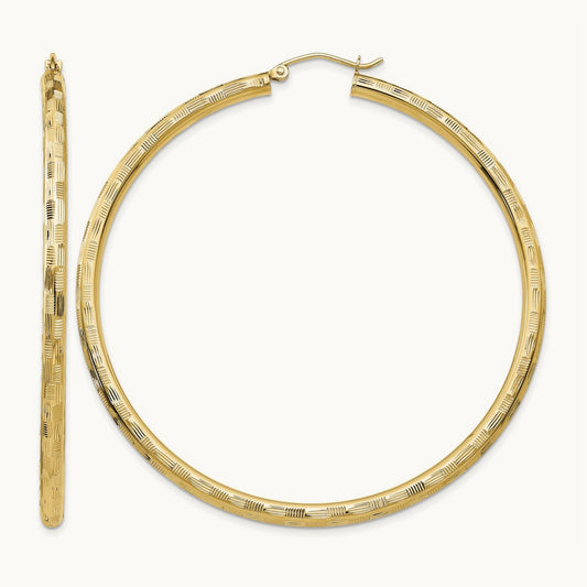Diamond-cut Hoop Earrings, 14K