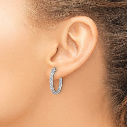 Diamond In/Out Hinged Hoop Earrings — 22mm