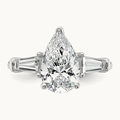 Pear/Baguette Engagement Ring, 1.50-6.75 ct tw Lab-Grown Diamond — 3 1/3 ct, 14K White Gold
