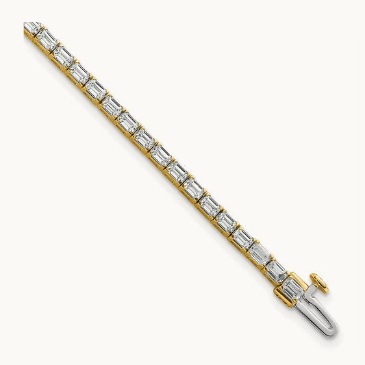 Emerald Tennis Bracelet, 5.00-10.00 ct tw Lab-Grown Diamond — 5 ct, 14K Yellow Gold