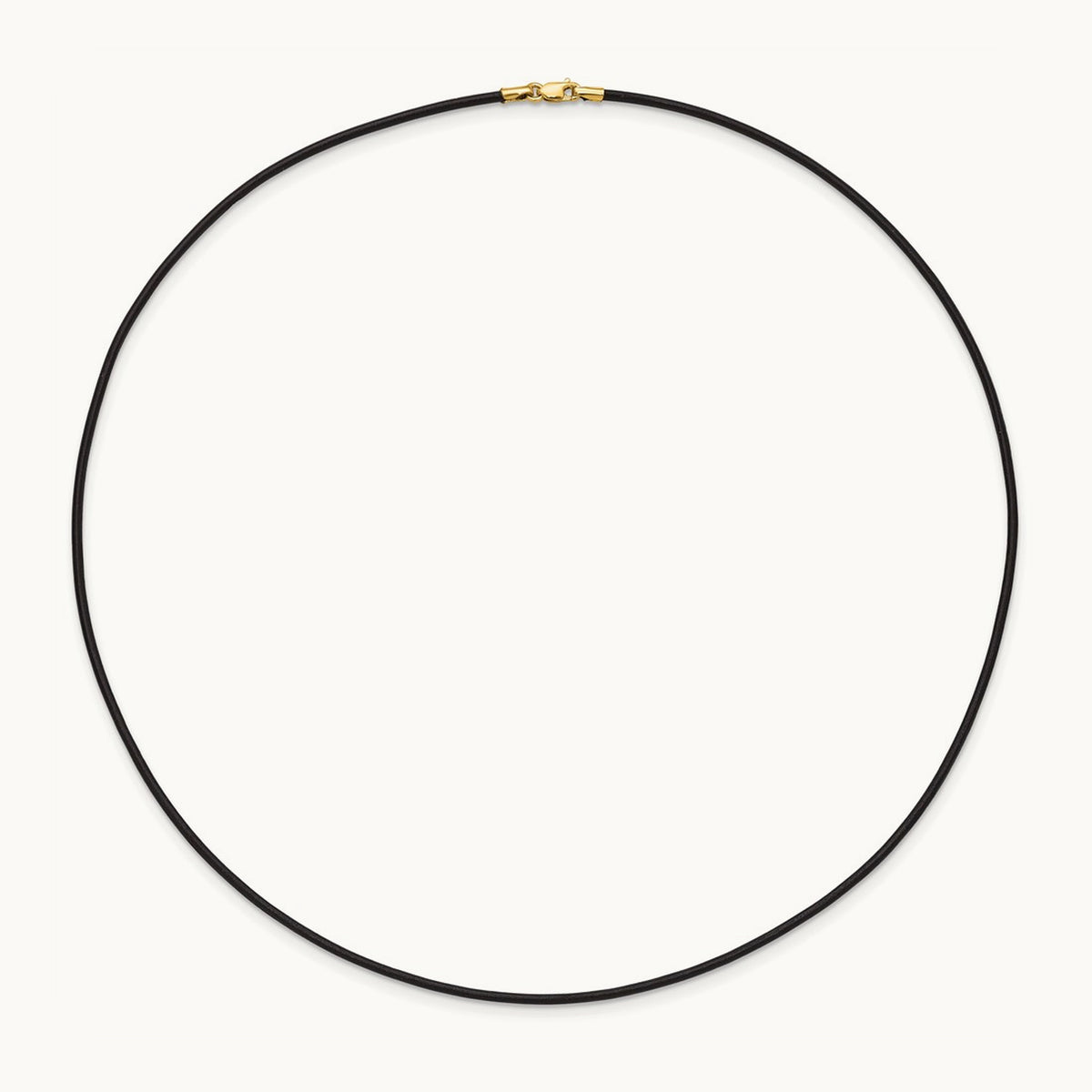 18in Black Leather Cord Necklace — 14K Yellow Gold, 1.5mm