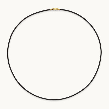 18in Black Leather Cord Necklace — 14K Yellow Gold, 1.5mm