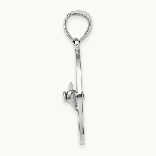 Nautical Compass W/Moveable Needle Charm — 14K White Gold