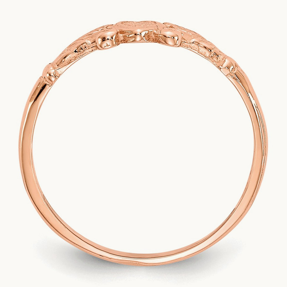 Textured Mini Heart Baby Ring — 14K Rose Gold, 1