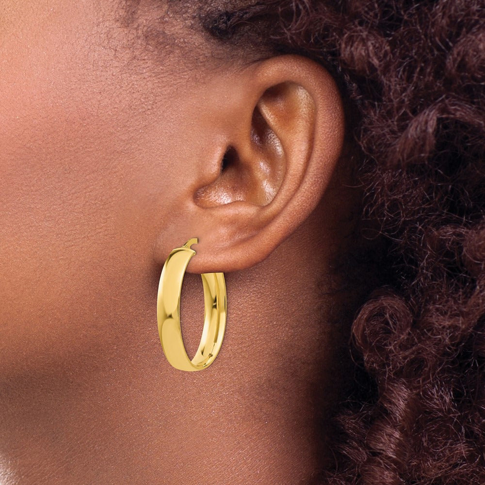Polished Oval Hoop Earrings — 5.75mm