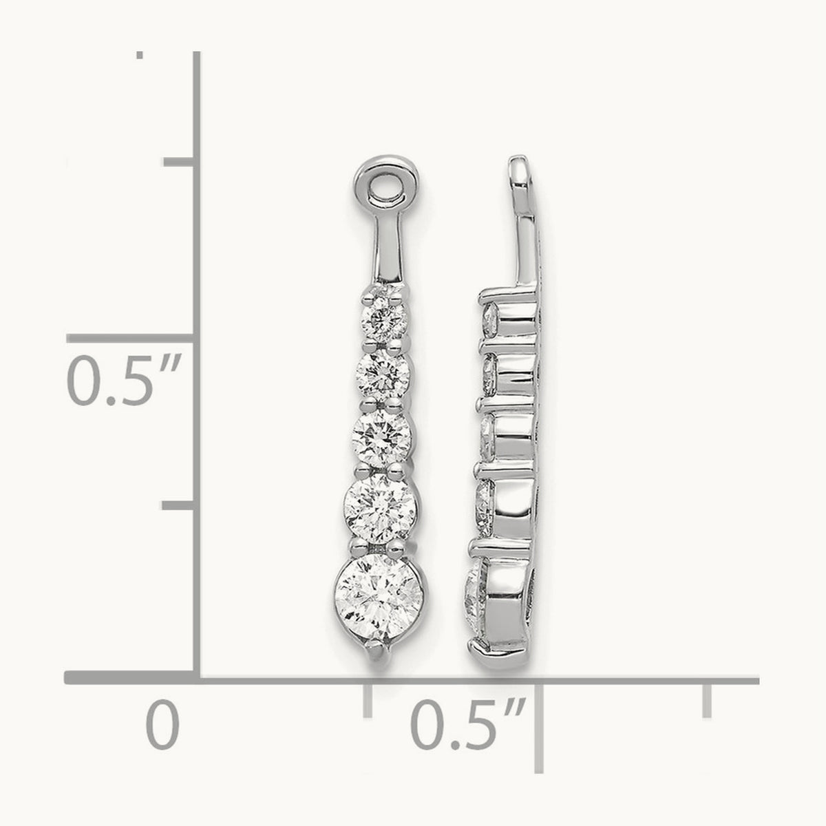AA 5 Stone Dangle Diamond Earring Jacket, 14K White Gold