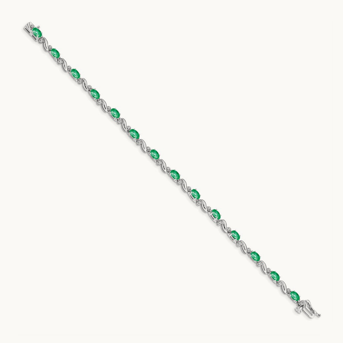 Diamond and Emerald Bracelet — 14K White Gold