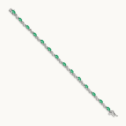 Diamond and Emerald Bracelet — 14K White Gold