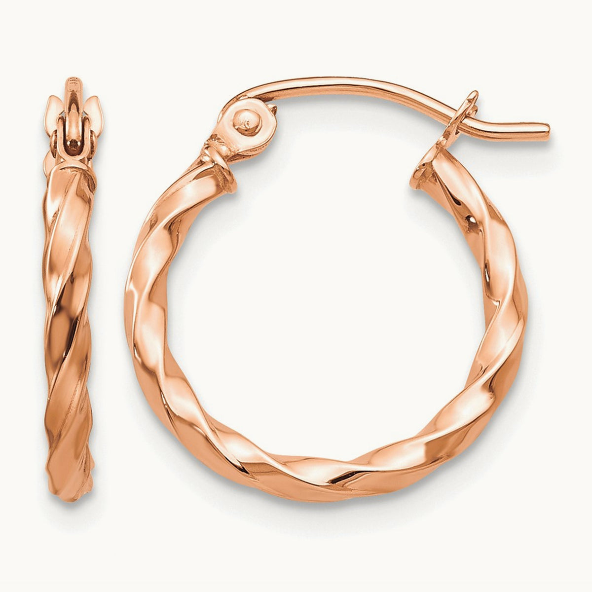 Twisted Hoop Earrings — 14K Rose Gold, 16mm