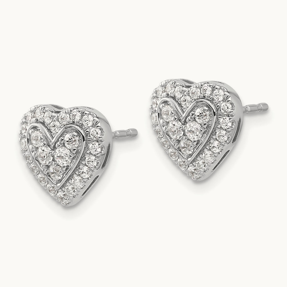 Halo Heart Post Earrings, 0.75 ct tw Lab-Grown Diamond