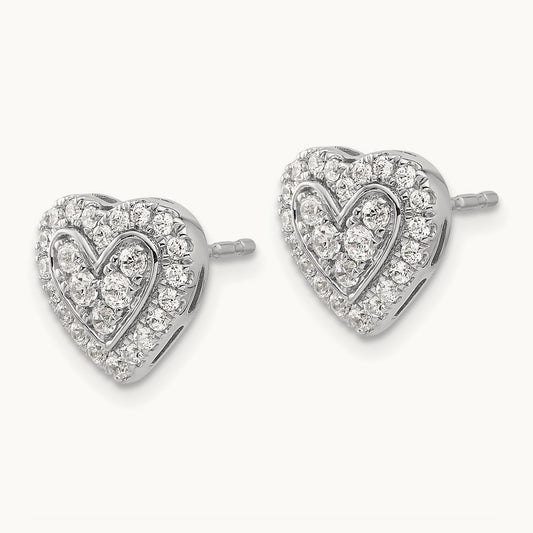 Halo Heart Post Earrings, 0.75 ct tw Lab-Grown Diamond