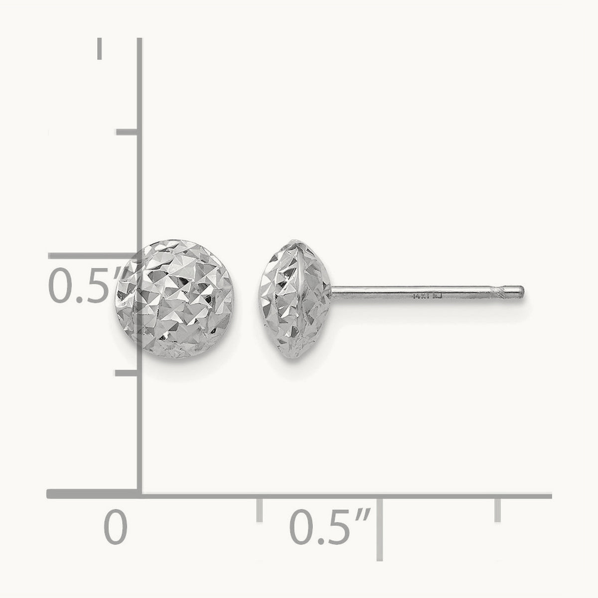 Circle Puff Post Earrings — 14K White Gold, 6mm