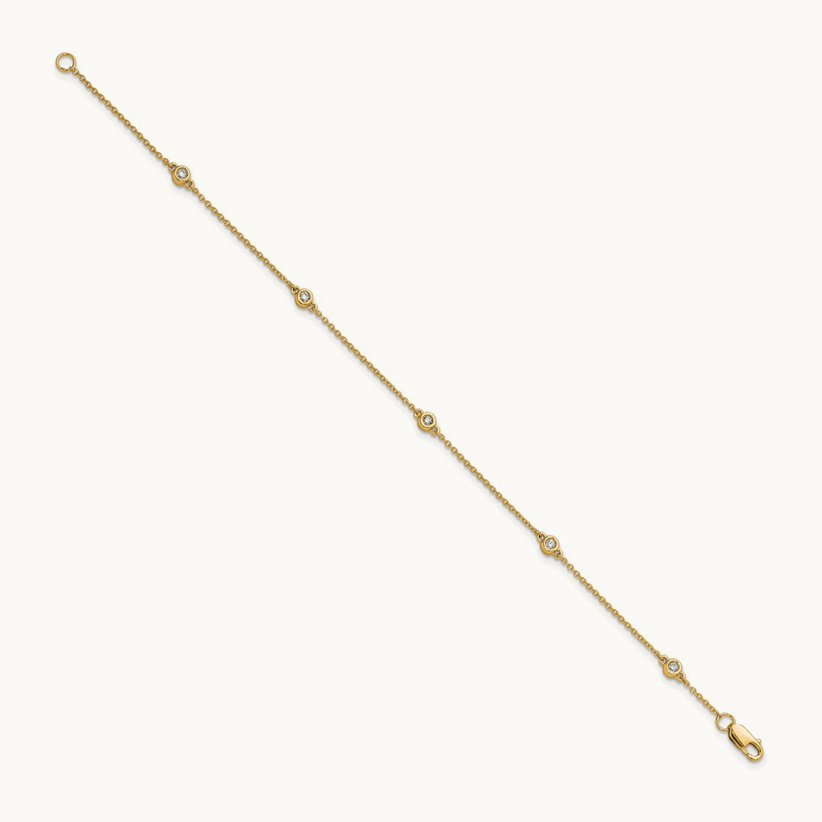 Diamond Station Cable Bracelet — 14K Yellow Gold