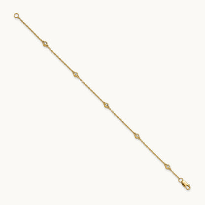 Diamond Station Cable Bracelet — 14K Yellow Gold