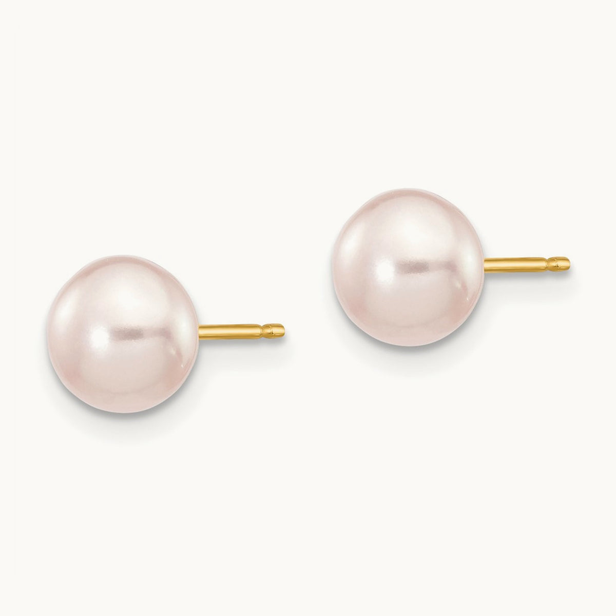6- Purple Button Freshwater Cultured Pearl Stud Post Earrings, 7mm, 14K