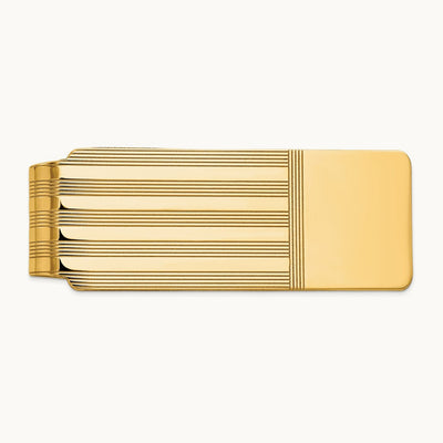 Men's Grooved Polished Money Clip, 14K