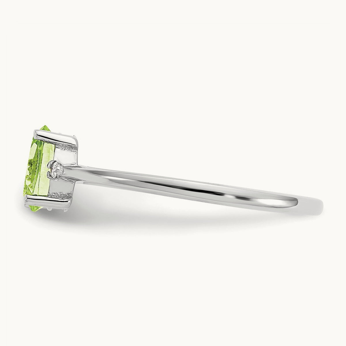 Diamond & Peridot Birthstone Ring — 14K White Gold, 6