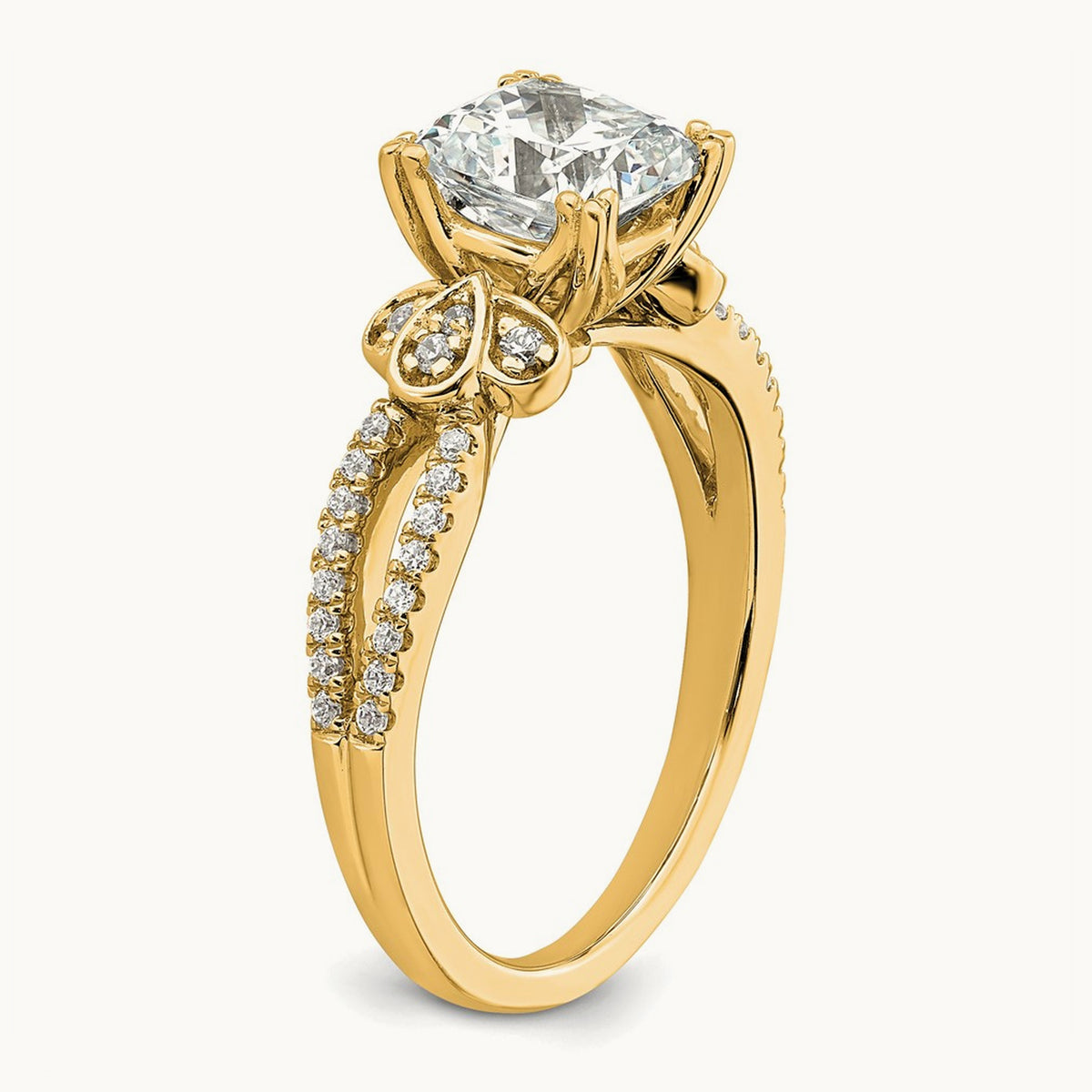 Cushion Split Shank Semi-Mount Engagement Ring — 1 1/2 ct, 7
