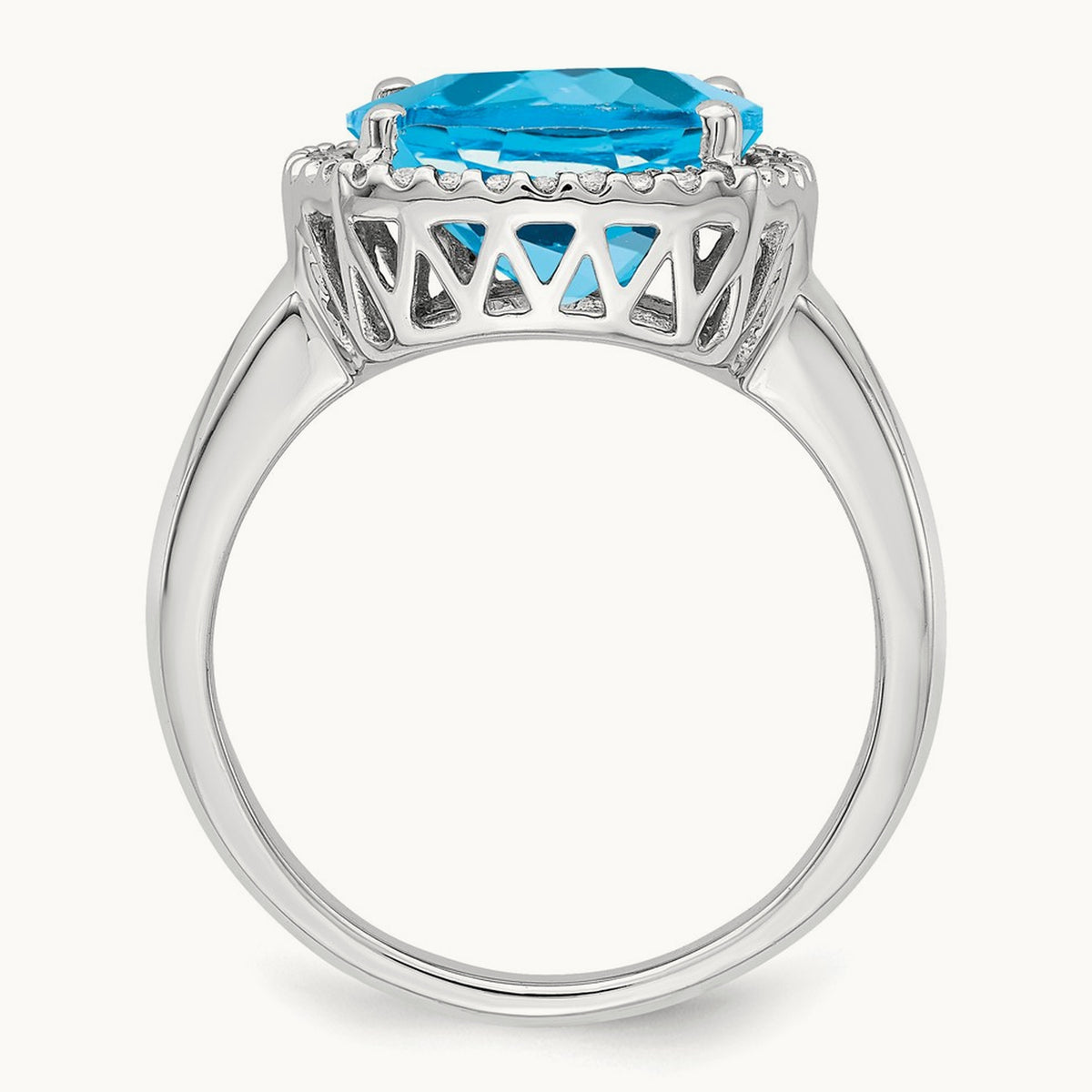 Blue Topaz and Diamond Ring, 14K White Gold