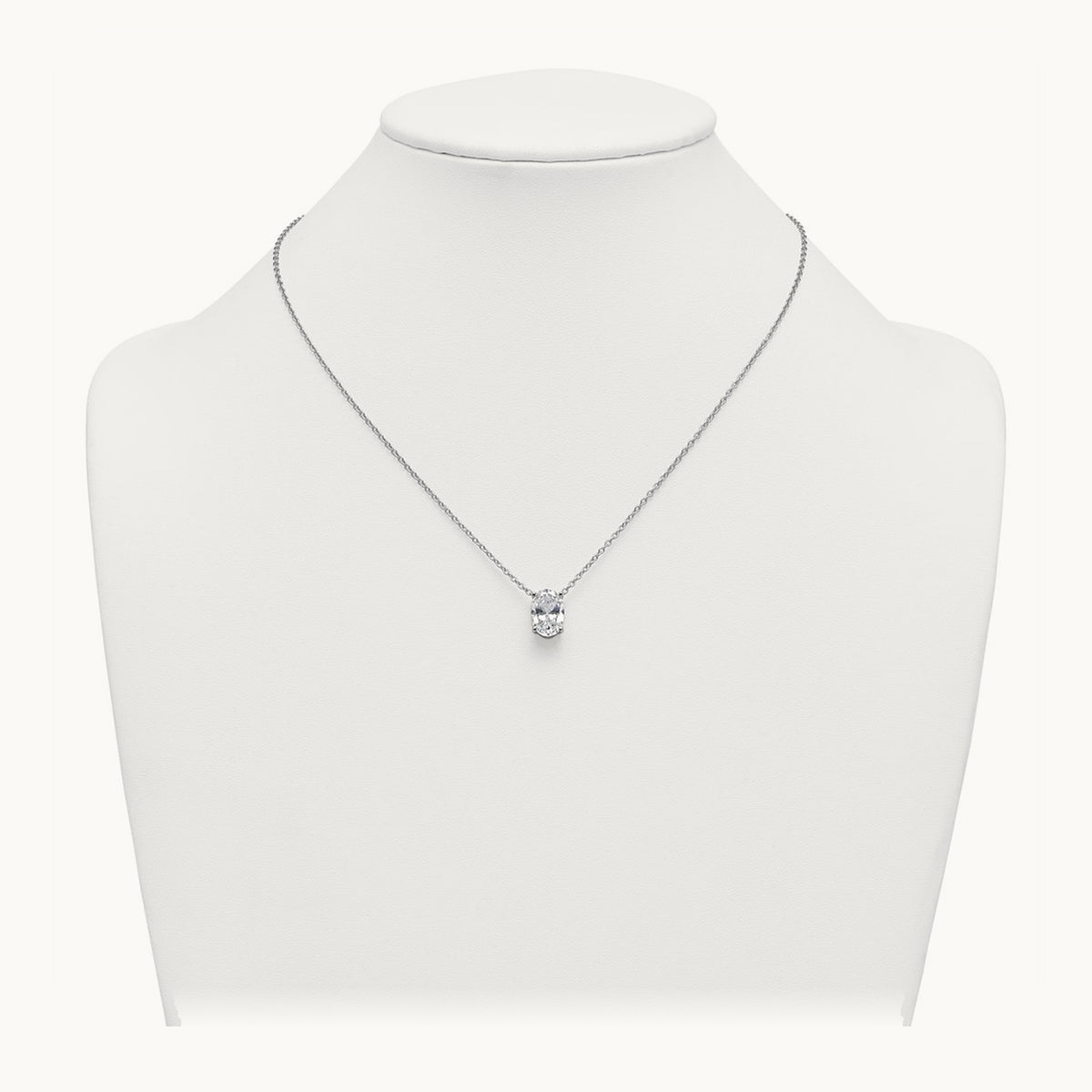 Oval Pendant Necklace, 0.25-4.00 ct tw Lab-Grown Diamond — 4 ct, 14K White Gold