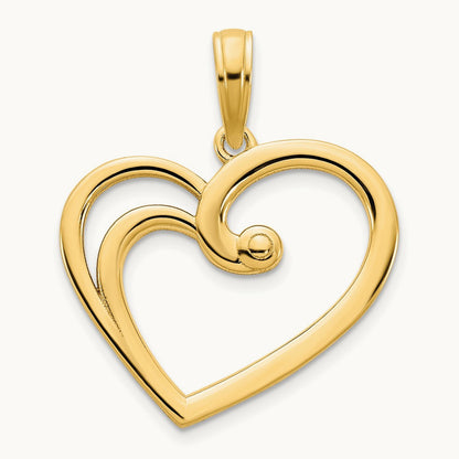 Fancy Open Heart Pendant, 14K