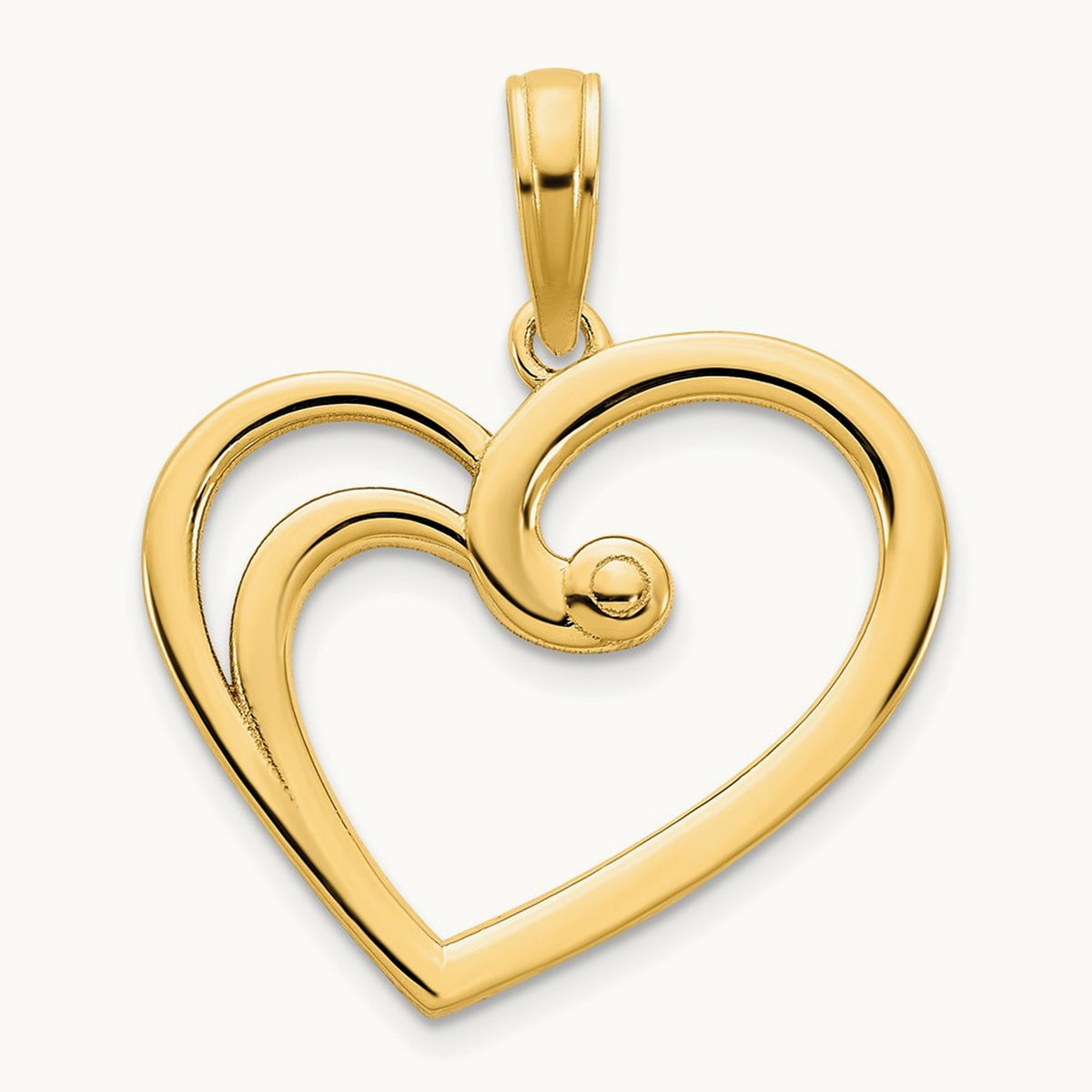 Fancy Open Heart Pendant, 14K
